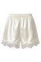 SILK-SATIN MINI SHORTS WITH CHANTILLY LACE